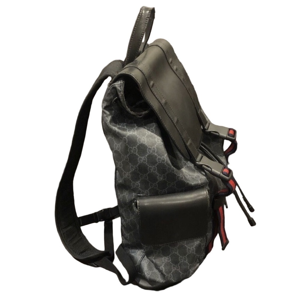 GUCCI GG SUPREME Backpack Black Soft Canvas Leather Large Size AUTHENTIC - Picture 11 of 17